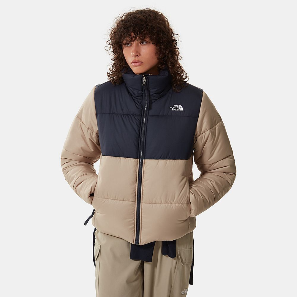 The North Face Puffer Jacket Womens Australia - The North Face Saikuru Khaki / Navy (MEL-236871)